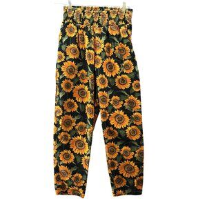 Lucy & Yak Sunflower Print Pants Womens M/R Organic Cotton Pull On Relaxed